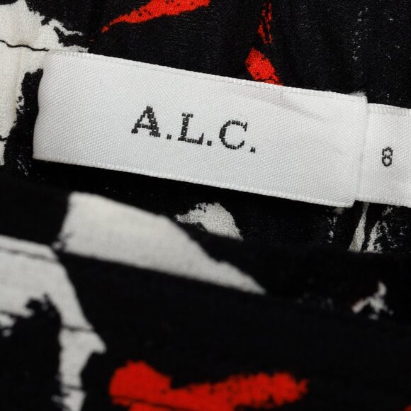 A.L.C. White & Black Bias Silk Painted Floral Skirt - Picture 5 of 11